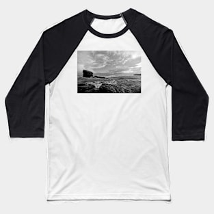 Collywell Bay storm in B&W Baseball T-Shirt